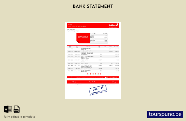 listo para imprimir plantilla de versión en Word del extracto bancario de la UBA